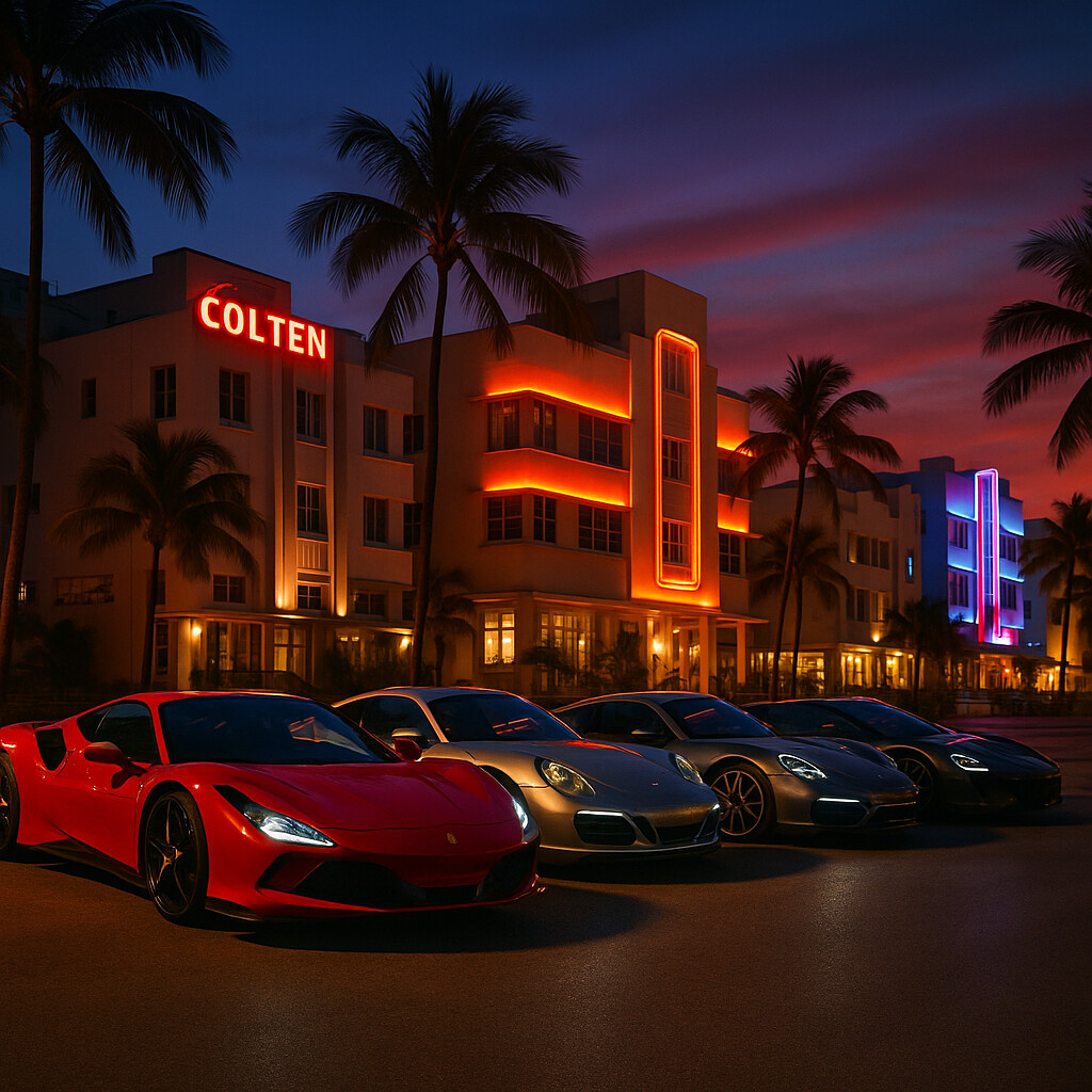 Exotic supercars on Ocean Drive Miami